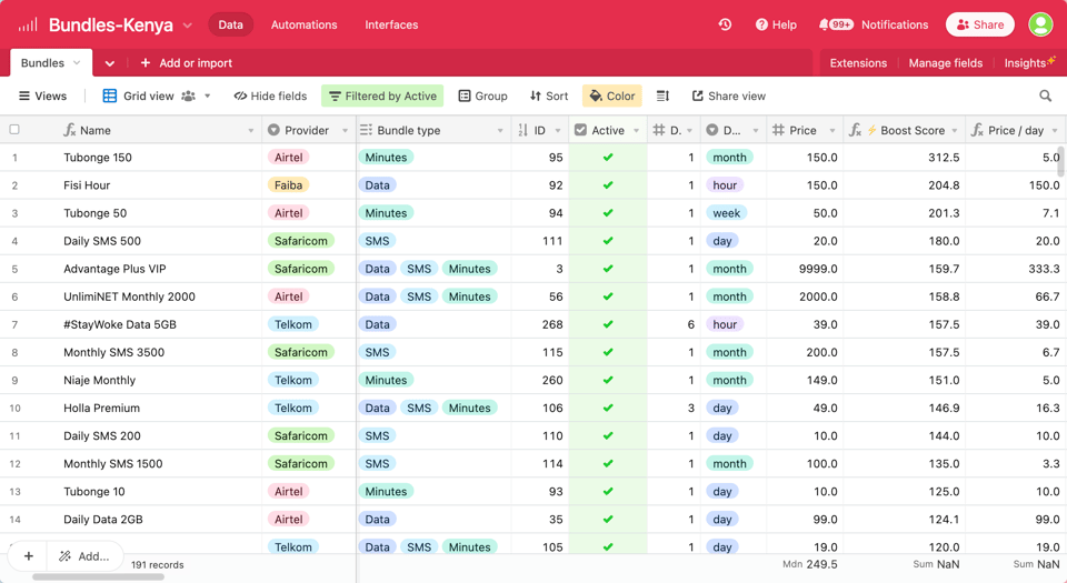 Airtable Bundle Database