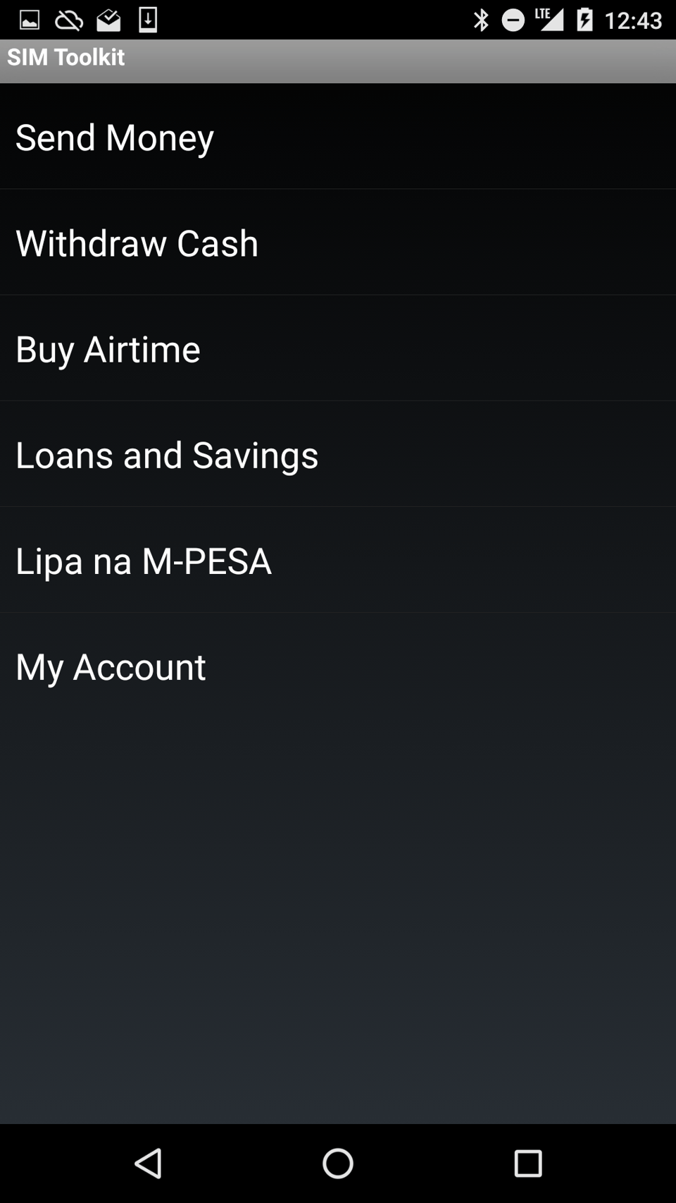 Screenshot of the M-Pesa app