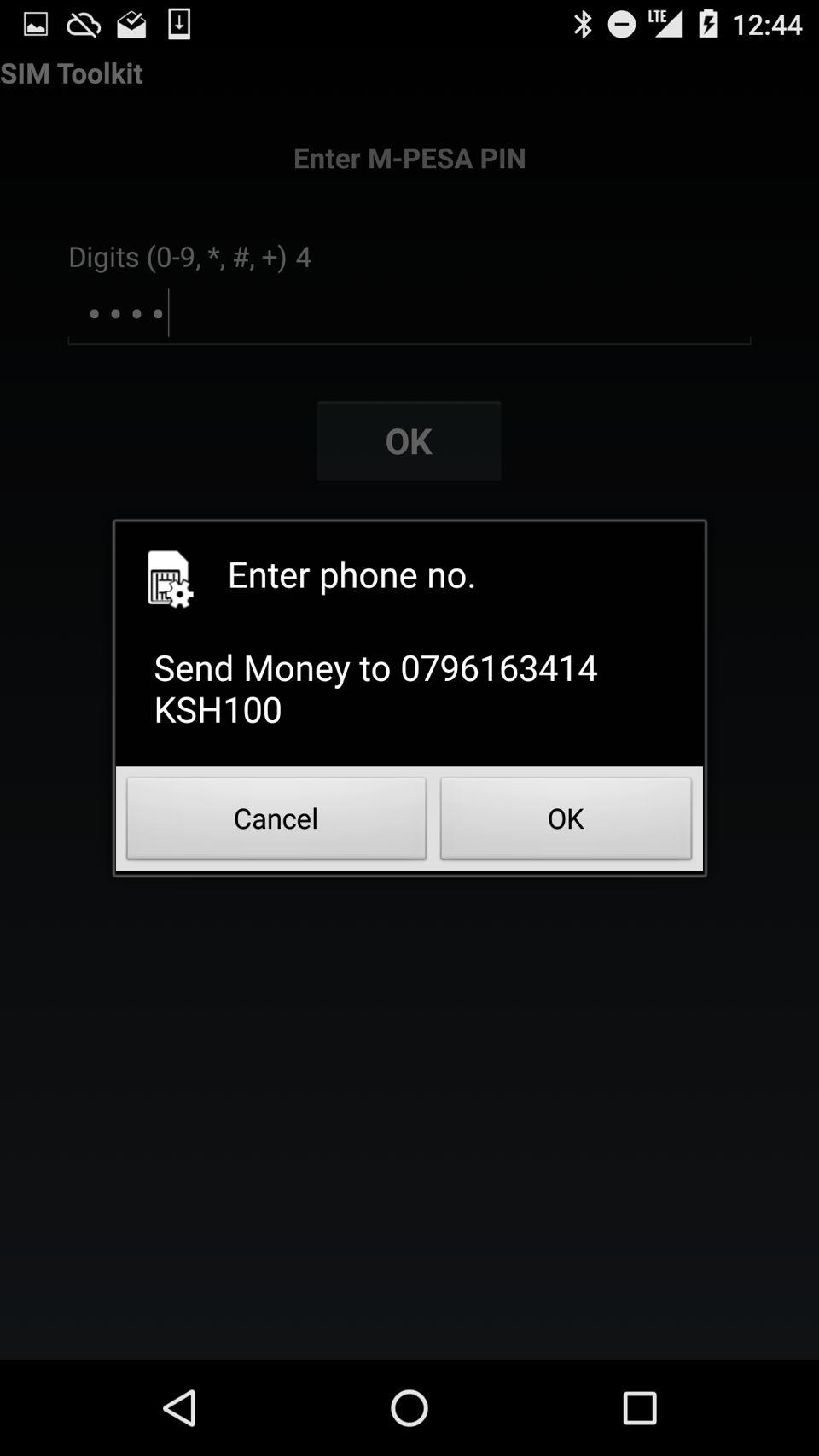 Screenshot of the M-Pesa app