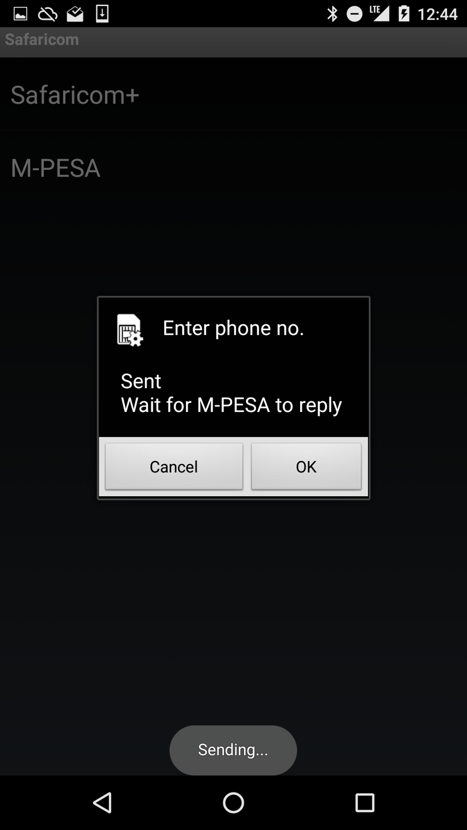 Screenshot of the M-Pesa app
